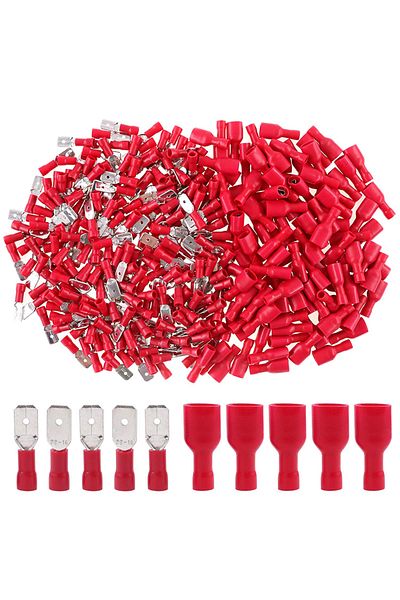 Choice 50pair 100pcs Red 100pcs 50pairs 6.3mm 16 14awg Female Male Electrical Wiring Connector Insulated Cr