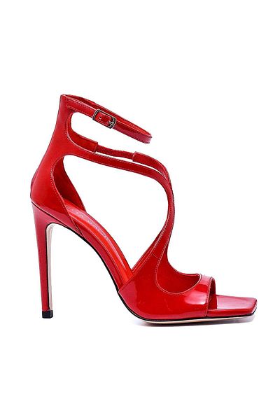 Sofia Baldi Fold Red Patent Leather Women's Heel Sandals