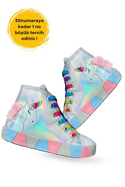 Casabony Pantofi pentru fete ortopedici cu cusături laterale cu hologramă Unicorn
