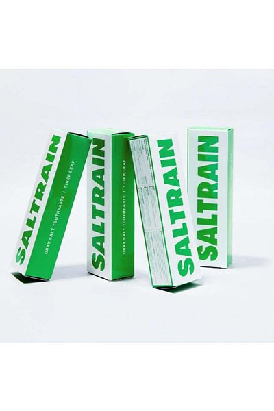 SALTRAIN Travel Set Tigerleaf Toothpaste Superior Freshness with Toothbrush by Saltrine, 30 grams / Green