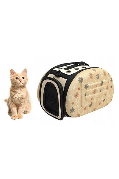 CRACOS Small animal carrier bag, cream, with ventilation nets, weight 5 kilograms