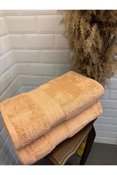 Explore Home , Cotton, Bath, Towel - Light Peach Color (with Fiber Gift)