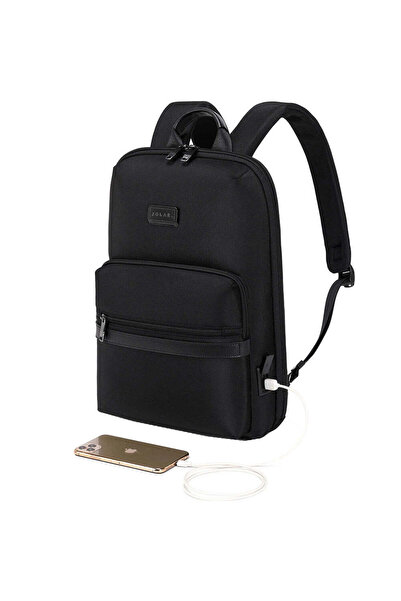 JOLAR. Rucsac super subțire pentru laptop de 15,6", port USB tip C, spate căptușit cu buzunar antifurt ascuns