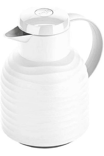 emsa Samba Wave Vacuum Flask 1L – White, Plastic Body, Quick Press Closure