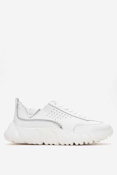 MARCOMEN Men's Thick Sole Lace-Up Daily Comfort Shoes Real Leather Mc 21337 White
