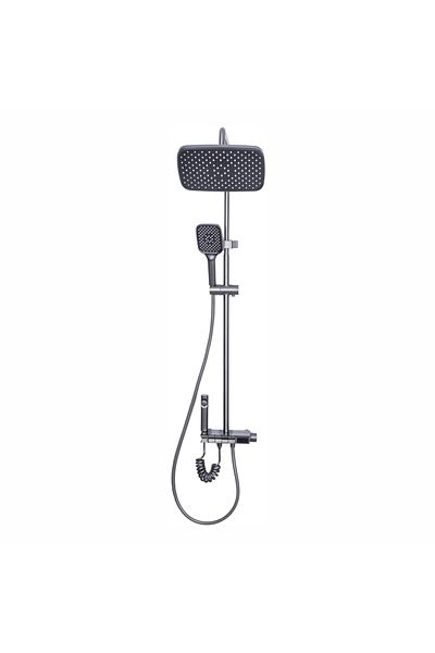 Naimeed Company Shower column, with fixed and mobile shower head, D6159, 4 functions, stainless steel, Silver