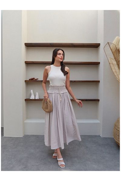 ESRAHELVACI Waist Gathered Maxi Skirt