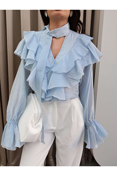 ESRAHELVACI Gallér fodros nyakkendős ing