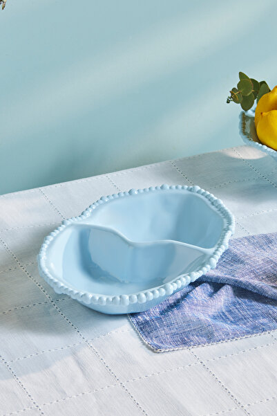 Karaca Perla Melamin Bölmeli Çerezlik Oval 33 cm Mavi