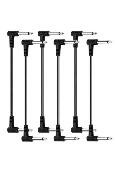 AmzFwing Set de 6 cabluri audio TS AmzFwing, metal/PVC, negru/argintiu, 15,2 cm