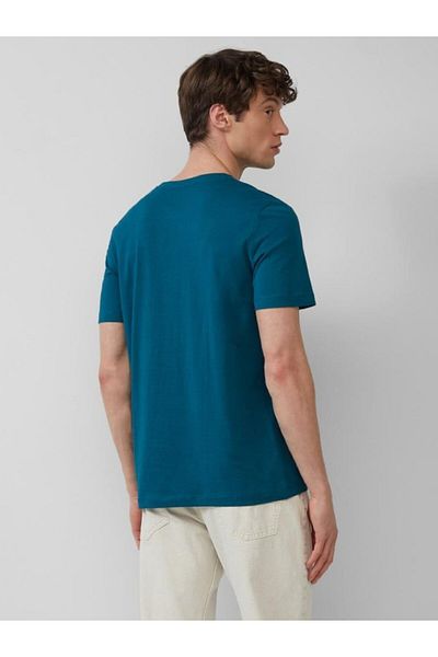 s.Oliver Men's T-shirt With Logo Print And Crew Neck, Regular Fit, Turquoise, Xl