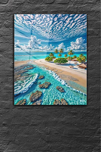 z zizuph Mavi, Deniz Manzara Tablo, Okyanus Tablo, 4 mm Temperli Kırılmaz Cam...