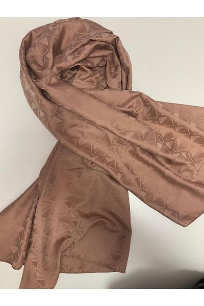 Modakaşmir Silky Jacquard Triangle Pattern Shawl Mink