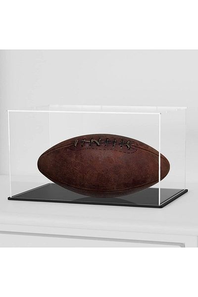 Generic Clear Display Cases with Matte Black Base and Lid for Football, Car Model and Figures, 12x8x8 Inch