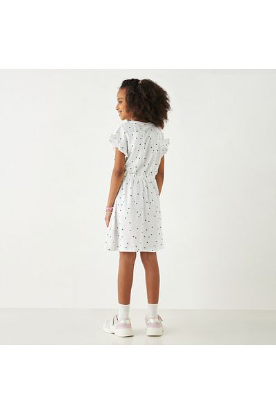 Juniors Ksa National Day Print Dress With Ruffle Sleeves
