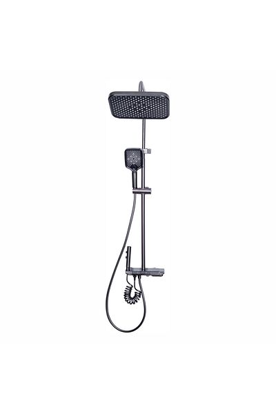 Naimeed Company Shower column, with fixed and mobile shower head, Naimeed D6156, 4 functions, stainless steel, Grey