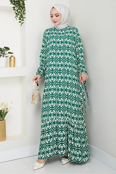 Bestenur Saylen Woven Viscose Dress 1415 - Green