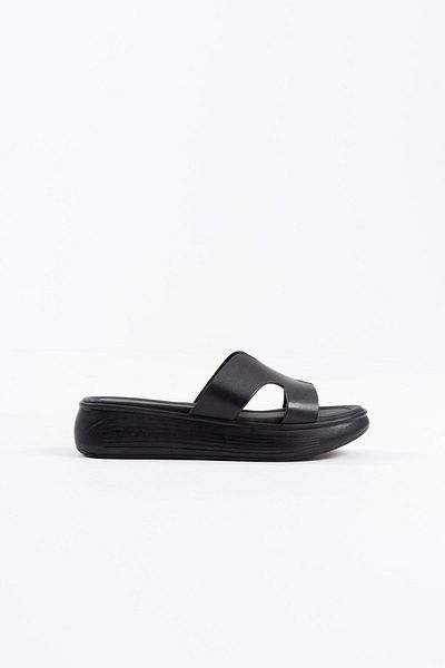 EMOYRA Borlina Black Genuine Leather Slippers