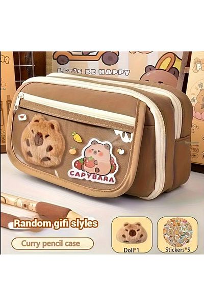 seyuse Capybara Pencil Case Capybara Pencil Case Large Capacity with Accessories Wide Large Size