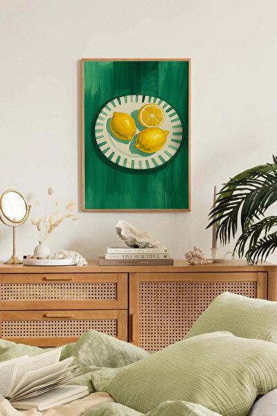 Dekorsiahome Tek Parça Ahşap Çerçeveli Oturma Odası Salon Mutfak Tablo TK0159