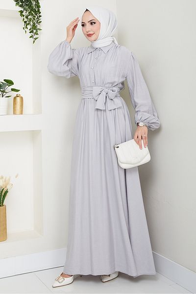 Bestenur Φόρεμα Alser Belted 1468 - Γκρι