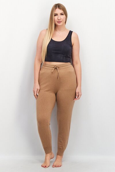 French Connection Women Solid Drawstring Loungwear Jogger Pants, Tan