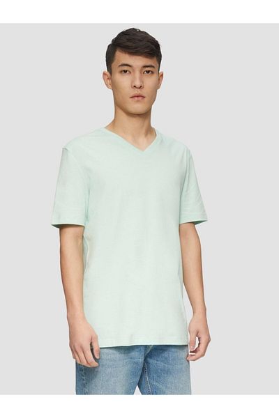 s.Oliver Men's T-shirt With Anchovy, Regular Fit, Cotton, Mint Green, L