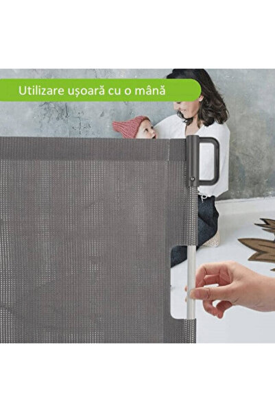 Empria Poarta siguranta caini, pisici, copii, protectie scari si usi, 140 cm, dim ajustabila, Empria, gri