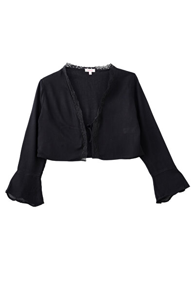 Basicxx بلوزة قصيرة من الفيسكوز المنسوج مع حواف من الدانتيل للبنات