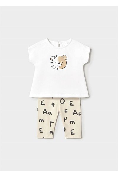 MAYORAL Baby Girl T-Shirt Leggings Set Cream 1762