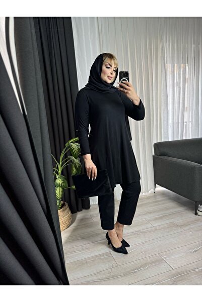 ViolettaXL Women's Large Size Waist-Seated Pocketed Lycra Viscos Tunic