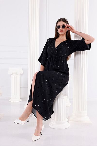 Pulli Collection Διπλό - Φόρεμα με πουά μανίκι νυχτερίδας