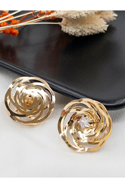 Siya Silver Zirkon Taşlı Gül Küpe- Hafif Küpe