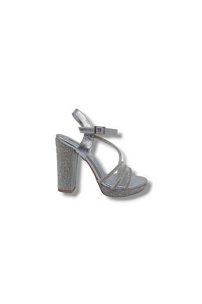 Zerhan İzlife 179 Women's Silver Sparkling Platform Heeled Evening Dress Shoes