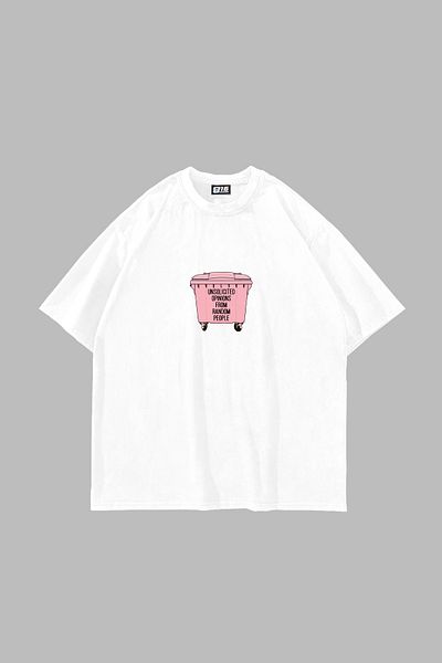 Sekizbiraltı Trash Ideas Printed Oversize Unisex Λευκό Tshirt