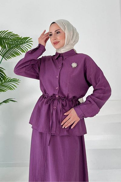 TOFİSA Set fustă broșată Prune - 27008