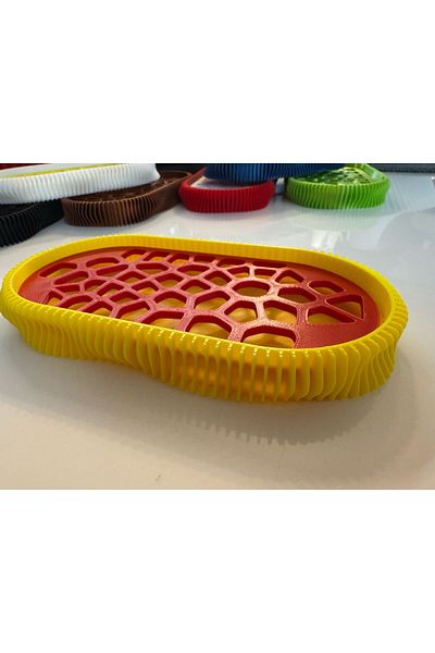 OEM 3D Soap Dish, Wave Model, Yellow / Red