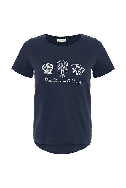 Mudo Marin Embroidered Crew Neck T-Shirt