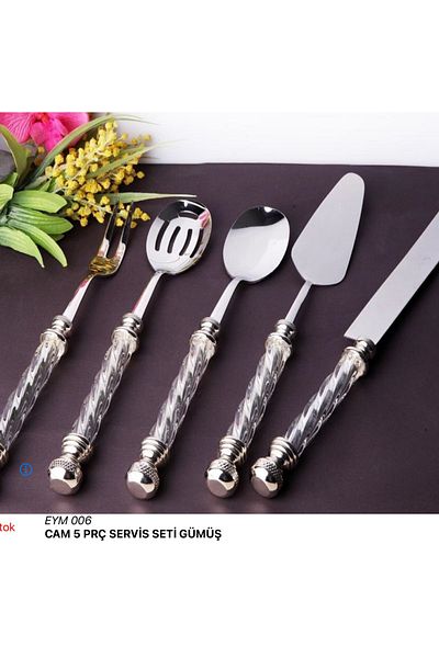 ROY KING Royking Eym006 5 قطع من أدوات تقديم الزجاج الفضي