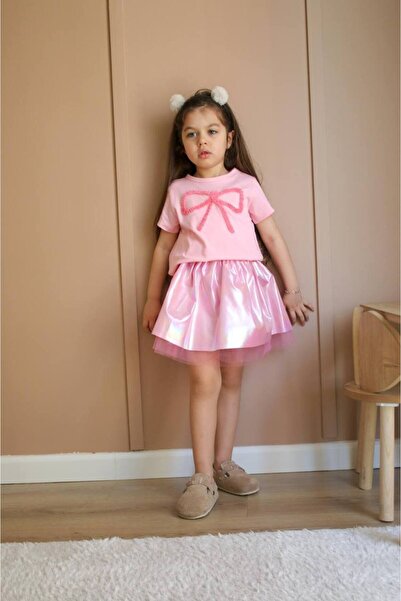 Kids tütü detay fiyonk etek takım