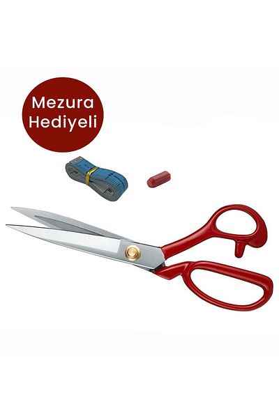FDMSTAR Fs-1094 Red Stainless Steel Scissors - 9 Inch (22.5CM) With Nut