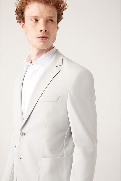 Avva Graue ungefütterte Bi-Stretch-Jacke mit doppeltem Schlitz für Herren A31y4004