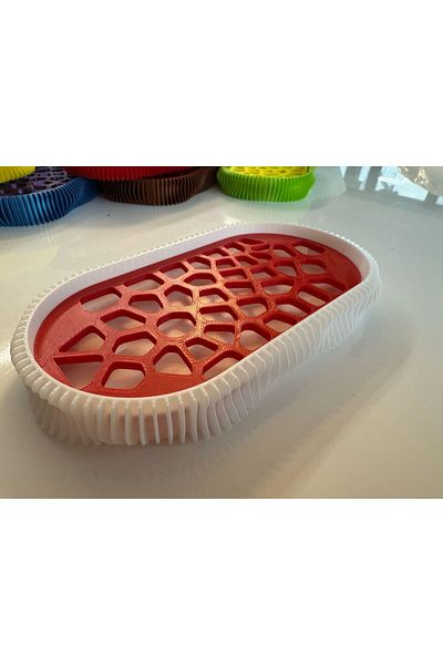 OEM 3D Soap Dish, Wave Model, White / Red