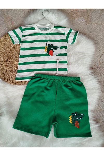 renkli diyar Boy's Children's Bottom Top Suit Short Sleeve Tee and Shorts Two-Piece Suit Nursery Kindergarten Casual