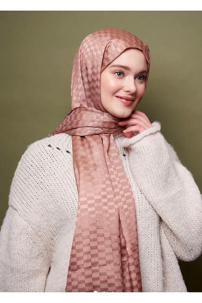 Modakaşmir Jacquard Shawl Mink Color