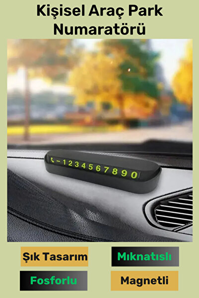 grey cat Trend Ürün Siyah Şık Tasarım Fosforlu Mıknatıslı Kişisel Araç Park N...