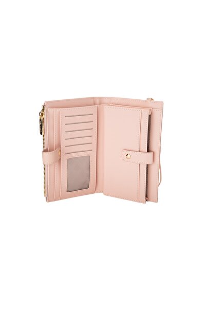 BATA Textured Wallet With Strap Pink