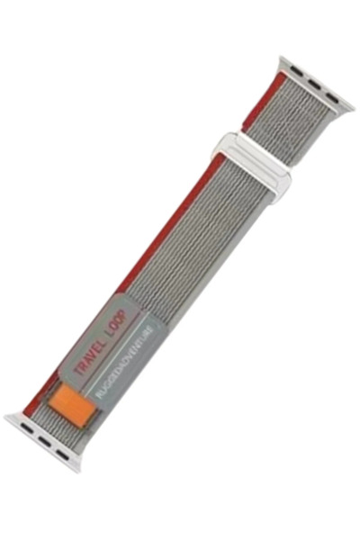 NewFace ساعة أبل 38 ملم سوار أليس القماشي - رمادي-أحمر YNSMR