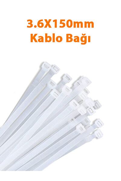3,6x150mm 100 Adet Çok Amaçlı Kablo Bağı Klipsi | Toparlamak Için Pratik Düzenleyici