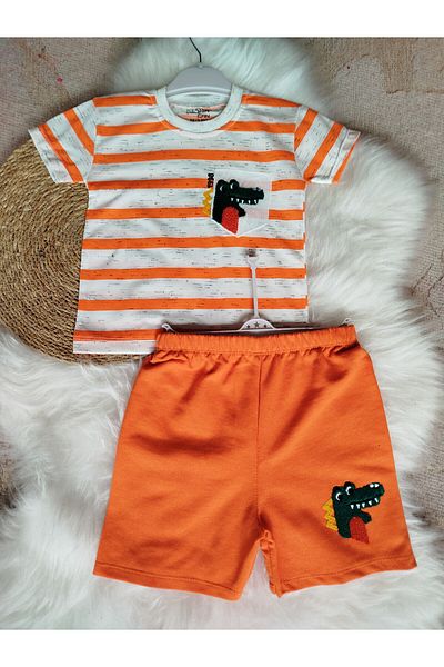 renkli diyar Boy's Children's Bottom Top Suit Short Sleeve Tee and Shorts Two-Piece Suit Nursery Kindergarten Casual
